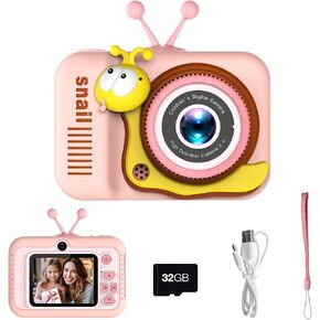 Kids Camera Toys for Boys/Girls Age 3-12 Years Old,48MP Dual Lens Kids Digital Camera Toddler Camera Christmas Birthday Gifts, 1080P HD Video Selfie Camera with 32G SD Card-Pink