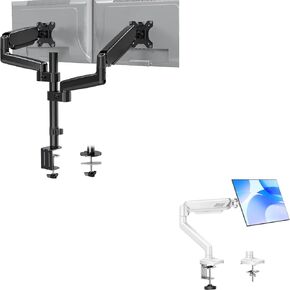 Monitor Arm Single for 13-32 inch, 4.4-19.8 lbs Computer Screens + Dual Monitor Desk Mount, Dual Monitor Stand for Desk Fits 17 to 32 Inch Screen