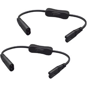2 Pack IEC320 C8 to C7 with Switch AC Power Cable, 8 Figure C8 Male to C7 Female with on Off Extension Power Supply Adapter 250V 2.5A Replacement Power AC Cord，1FT/0.32M