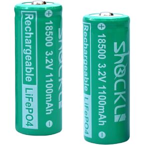 18500 3.2V Solar Batteries, shockli 18500 3.2 Volt 1100mAh LiFePO4 Lithium Phosphate Rechargeable Solar Battery for Outdoor Solar Lights (4-Pack)