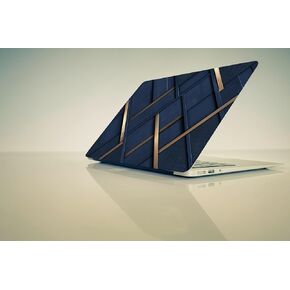 Laptop Skin with Square Geomatric Colours Blue and Gold Design - Universal Vinyl Sticker Decal, Fits 13-15.6" Laptops