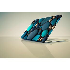 Laptop Skin with Blue & Gold Stone Pattern Design - Universal Vinyl Sticker Decal, Fits 13.3 14" 15" 15.4" 15.6" Laptops, Dustproof, Waterproof, Reusable Cover