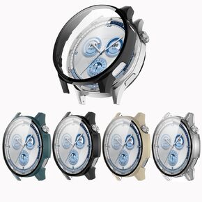 4-Pack Screen Protector Case Compatible with Huawei Watch GT5 46mm Smart Watch, QAERRE Ultra-Thin Scratch Resistant Cover with Tempered Glass for Women Men