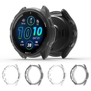 4-Pack Screen Protector Case Compatible with Garmin Forerunner® 965 Running Smartwatch, TPU Rugged Bumper Case Cover All-Around Protective Plated Bumper Shell Accessories