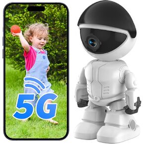 Indoor Camera Robot,5G/2.4Ghz WiFi Robot Cameras for Home Security,Pet/Baby Camera with Phone App Motion Detection and Alarm,Home Security Two-Way Talk, Human Detection