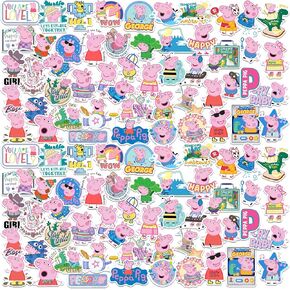 Peppa Pig and George 50ct Vinyl Large Deluxe Stickers Variety Pack - Laptop, Water Bottle, Scrapbooking, Tablet, Skateboard, Indoor/Outdoor