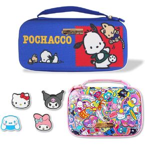 Sonix x Sanrio Nintendo Switch Thumb Grips (Hello Kitty & Friends) + Carrying Case (Classic Pochacco) + GameCard Case (Hello Kitty & Friends Stickers)