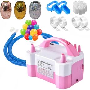 Electric Balloon Pump, Portable Dual Nozzle Inflator 600W High-Power 110V Fast Party Decor Inflation, Time-Saving with Abundant Accessories - Balloons Air Pump for Birthday Wedding Holiday Setup