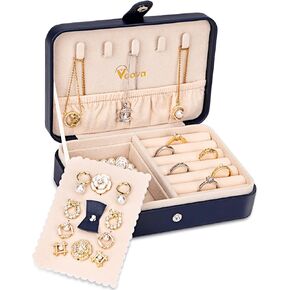 Voova Jewelry Box Organizer for Women Men, 2 Layer Large Watch Storage Case, PU Leather Jewelry Display Holder with Removable Tray for Watches Sunglasses Rings Earrings Necklace,Grey