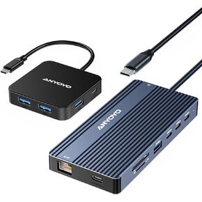 ANYOYO 14-in-1 USB-C Docking Station & 6-Port USB Hub