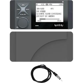 Infinity 4" LCD Display Bluetooth Marine AM/FM Rear AUX/USB Digital Media Stereo Receiver with Protective Stereo Cover, 22" Wired Radio Antenna