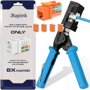 Rapink RJ45 Keystone Jack Cat6 25 Pack & Speed Keystone Jack Tool