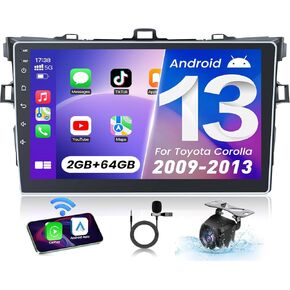 64GB Car Radio Stereo for Toyota Corolla 2009 2010 2011 2012 2013 : 9 Inch 1280x800 Resolution Android Car Screen with 5G-WiFi GPS Navigation - CarPlay Android Auto Support