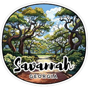 ملصق Savannah Georgia 4 بوصة - شرس فينيل مقاوم للماء للكمبيوتر المحمول زجاجة ماء بالكره - ملصقات جمالية طويلة الأمد للبالغين ID44990