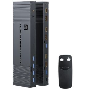 8K Displatport KVM Switch 2 Switors 2 Computers 4K@144Hz Port USB3.0 Dual Monitor Switches for 2 pc sharning 2 mount