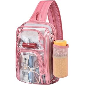 Stadium Approved Sling Bag with Adjustable Straps - 3 in 1 Clear Crossbody Bag for Festivals and Games (Pink)