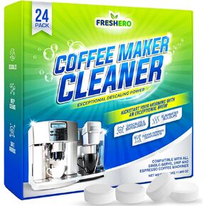 Coffee Maker Cleaner & Descaler Tablets - 24 Pack, Descaling and Cleaning Tablets for Coffee Pot & Machines-Compatible with Breville, Nespresso, Delonghi, Keurig, Philips, Ninja, and espresso machine