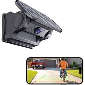 WiFi Magnetic Solar Wireless Backup Camera, 10000mAh Rechargeable 1080P Rear View Camera for Truck RV Trailer Car, DVR Recording Night Vision, IP68 Waterproof, Easy Installation