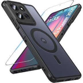 for Motorola Moto G Power 2025 Case Magnetic,Translucent Matte Compatible with Magsafe [Military-Grade Protection] with Screen Protector Shockproof Protective Case for Moto G Power 2025-Black