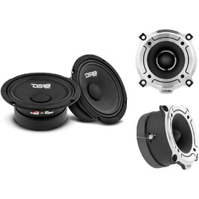 DS18 Complete Car Audio Upgrade Bundle - 2X PRO-GM6SE 6.5" Midrange Loudspeakers and 2X PRO-TW120 Super Bullet Tweeters for Premium Stereo Sound System