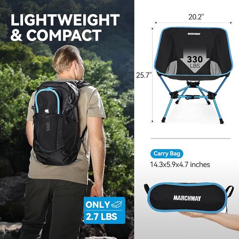 MARCHWAY Lightweight Folding Camping Chair with Spring Lock, Stable Compact Portable for Outdoor Camp, Travel, Beach, Picnic, Festival, Hiking, Backpacking (Lowback Khaki) in Kuwait