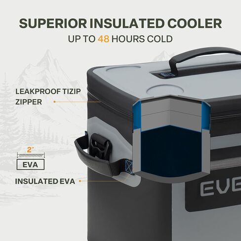 Everfun Soft Pooler 30 Can ، صندوق غداء صغير للتبريد المعزول للرجال والنساء ، حقيبة جليدية مضادة للتسرب للسفر ، الشاطئ ، التخييم ، المشروبات ، القوارب ، الصيد ، التيل ، العمل ، والنزهة in Kuwait