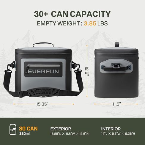Everfun Soft Pooler 30 Can ، صندوق غداء صغير للتبريد المعزول للرجال والنساء ، حقيبة جليدية مضادة للتسرب للسفر ، الشاطئ ، التخييم ، المشروبات ، القوارب ، الصيد ، التيل ، العمل ، والنزهة in Kuwait