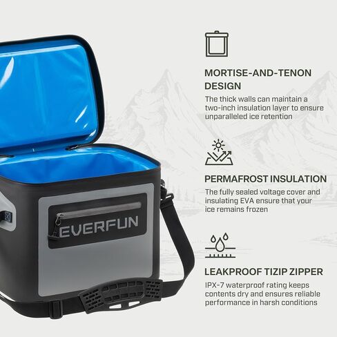 Everfun Soft Pooler 30 Can ، صندوق غداء صغير للتبريد المعزول للرجال والنساء ، حقيبة جليدية مضادة للتسرب للسفر ، الشاطئ ، التخييم ، المشروبات ، القوارب ، الصيد ، التيل ، العمل ، والنزهة in Kuwait