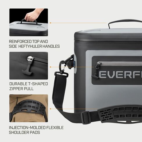 Everfun Soft Pooler 30 Can ، صندوق غداء صغير للتبريد المعزول للرجال والنساء ، حقيبة جليدية مضادة للتسرب للسفر ، الشاطئ ، التخييم ، المشروبات ، القوارب ، الصيد ، التيل ، العمل ، والنزهة in Kuwait