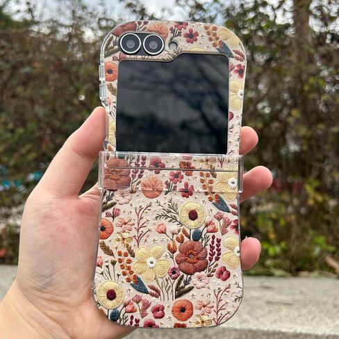 for Galaxy Z Flip 6 Case, for Galaxy Z Flip 5 Cover, 3D Embroidery Style Mushrooms Soft Clear Flip Phone Case for Samsung Galaxy Z Flip6&Z flip5 - Blue Mushrooms in Saudi Arabia