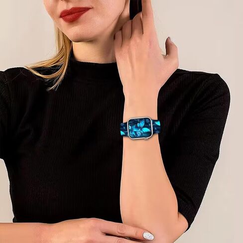 Sport Band Floral Printed Compatible with Apple Watch Bands 49mm 45mm 44mm 42mm 41mm 40mm 38mm Women, Silicone Flower Printed Fadeless Pattern Design Strap for iWatch Series10，9, 8,7,6,5,4,3,2,1,SE in Kuwait
