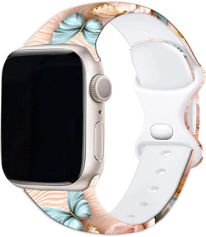 Sport Band Floral Printable المطبوعة مع نطاقات Apple Watch 49mm 45mm 44mm 42mm 41mm 41mm 40mm 38mm النساء ، حزام تصميم الأنماط المطبوعة للسيليكون المطبوعة للزهرة لـ iWatch Series10，9 ، 8،7،6،5،4،3،2،1 ، SE in Saudi Arabia