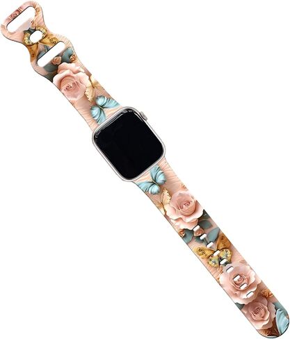 Sport Band Floral Printable المطبوعة مع نطاقات Apple Watch 49mm 45mm 44mm 42mm 41mm 41mm 40mm 38mm النساء ، حزام تصميم الأنماط المطبوعة للسيليكون المطبوعة للزهرة لـ iWatch Series10，9 ، 8،7،6،5،4،3،2،1 ، SE in Saudi Arabia