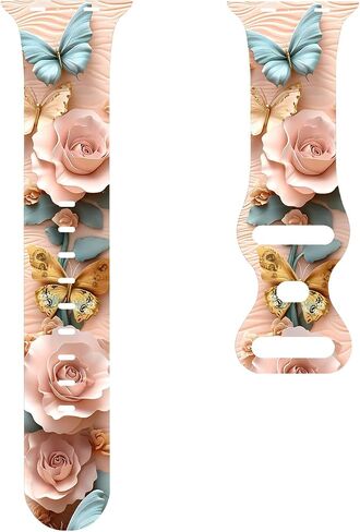 Sport Band Floral Printable المطبوعة مع نطاقات Apple Watch 49mm 45mm 44mm 42mm 41mm 41mm 40mm 38mm النساء ، حزام تصميم الأنماط المطبوعة للسيليكون المطبوعة للزهرة لـ iWatch Series10，9 ، 8،7،6،5،4،3،2،1 ، SE in Saudi Arabia