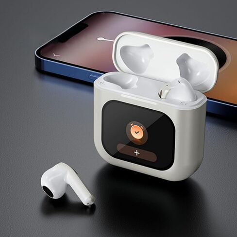 Zunate Earbuds with Touchscreen Charging Case, Bluetooth Headphones - Noise Cancelling, Multi App Notification Support for Sports Exercise (White) in Saudi Arabia