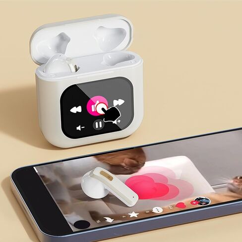 Zunate Earbuds with Touchscreen Charging Case, Bluetooth Headphones - Noise Cancelling, Multi App Notification Support for Sports Exercise (White) in Saudi Arabia