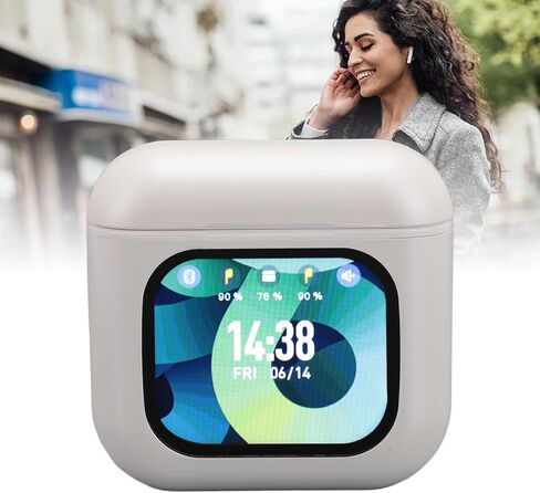 Zunate Earbuds with Touchscreen Charging Case, Bluetooth Headphones - Noise Cancelling, Multi App Notification Support for Sports Exercise (White) in Saudi Arabia