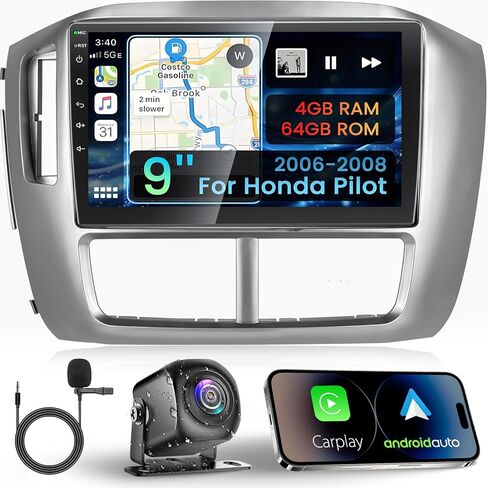 Android 13 Car Radio for Honda Pilot 2006-2008, Build in Wireless/Wire Carplay & Android Auto Support Bluetooth5.2, Back-up Camera,FM Stereo,SWC, 9 Inch IPS Touch Screen 4GB+64GB in Saudi Arabia