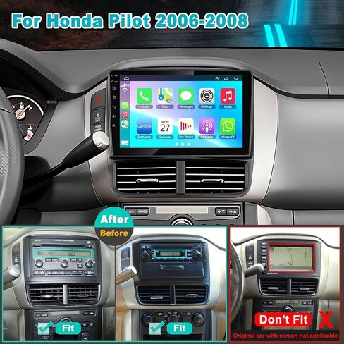 Android 13 Car Radio for Honda Pilot 2006-2008, Build in Wireless/Wire Carplay & Android Auto Support Bluetooth5.2, Back-up Camera,FM Stereo,SWC, 9 Inch IPS Touch Screen 4GB+64GB in Saudi Arabia