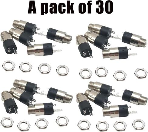 30pcs 3.5MM Stereo Sound Pj-392 Headphone Jack 3.5mm Female Plating Panel Mount Connector Terminals with Locking Nuts-3.5MM Headphone Audio Jack in Kuwait
