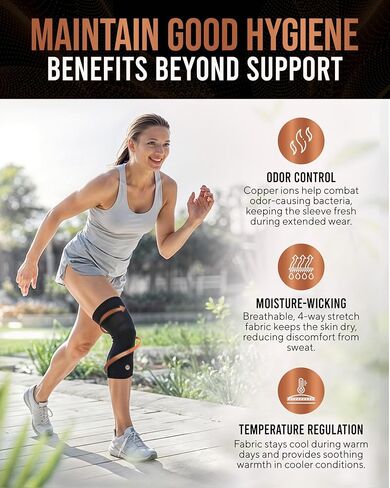 Copper Knee Brace for Men & Women (2 Pack) — Non-Slip Compression Copper Knee Sleeve for Arthritis, Knees Pain Relief, Swelling, Anti inflammatory and Recovery Support (Large) in Saudi Arabia