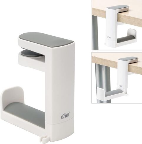 KIWIFOTOS Headphone Stand Holder Under Desk, PC Gaming Headset Hook Hanger Mount with 360 Adjustable Rotating Arm Clamp & Built in Cable Clip - White in Saudi Arabia