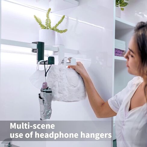 KIWIFOTOS Headphone Stand Holder Under Desk, PC Gaming Headset Hook Hanger Mount with 360 Adjustable Rotating Arm Clamp & Built in Cable Clip - White in Saudi Arabia