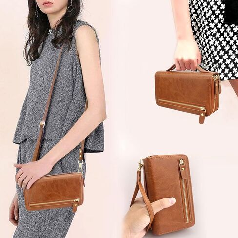 Harryshell متوافق مع Samsung Galaxy S22 Ultra 5G 6.8 بوصة (2022) CASE Wallet Multi Zipper Detachable Cover Based Based مع فتحة فتحة بطاقة Crossbody Mirror Crossbody (أسود) in Kuwait