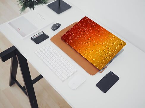 Laptop Skin with 3D Orange Water Drop Pattern Design - Universal Vinyl Sticker Decal, Fits 13-15.6" Laptops, Dustproof, Waterproof, Reusable Cover in Saudi Arabia