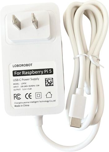 27W Power Supply Adapter for Raspberry Pi 5, Type C Power Supply Cord for Orange Pi 5, 5 Pro, Orange Pi 5 Plus, Orange Pi 5 Max, Orange Pi CM5, 5.1V 5A Charger, USB C Power Supply Cable 3.3FT (White) in Kuwait