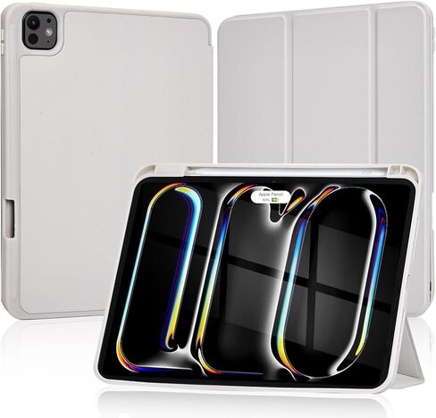 for iPad Pro 11 Inch Case 2024 5th Generation (M4), iPad Pro 11 inch case with Pencil Holder, Smart Cover with Protective Trifold Stand & Soft TPU Back, Auto Wake/Sleep, Support Pencil Pro (Gray) in Kuwait