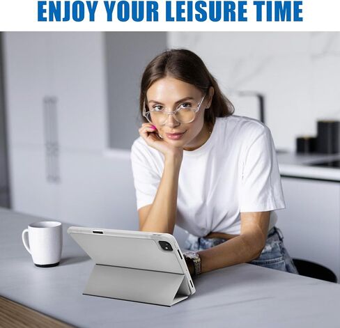 for iPad Pro 11 Inch Case 2024 5th Generation (M4), iPad Pro 11 inch case with Pencil Holder, Smart Cover with Protective Trifold Stand & Soft TPU Back, Auto Wake/Sleep, Support Pencil Pro (Gray) in Kuwait