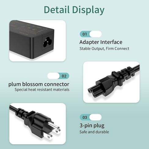 Chromebook Charger, USB C Laptop Charger, 45W 65W Fast Charging for Lenovo Dell Samsung HP Asus Acer Google Chromebook Charger, fit USB Computer Chargers for Laptops, Type c chromebook Charger in Saudi Arabia
