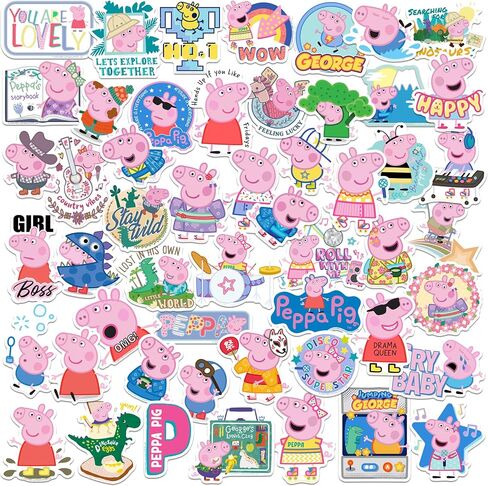 Peppa Pig and George 50ct Vinyl Large Deluxe Package Pack -Pack - الكمبيوتر المحمول ، زجاجة ماء ، سكرابوكينغ ، قرص ، لوح التزلج ، داخلي/خارجي in Kuwait